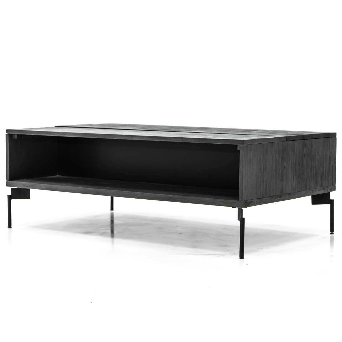 Bronks Black Acacia Wood Coffee Table with Motion Top Mechanism